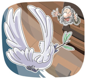 鳩がくわえていたオリーブの葉