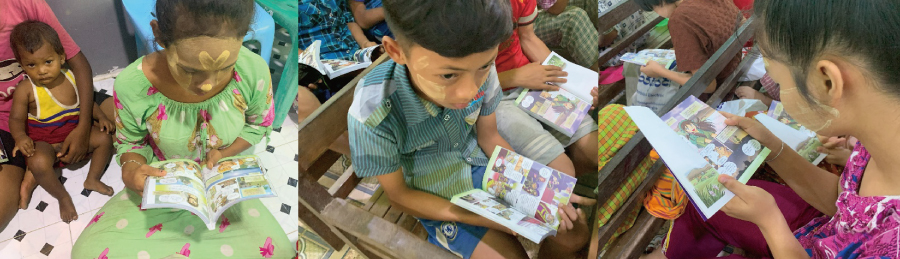 children reading manga